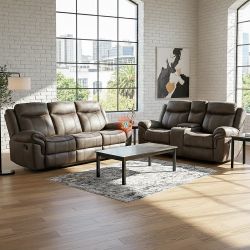 Recliner (Set of 2pc), Loveseat Sofa, 3-Seater Couch