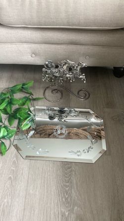 Candle horse holder silver color 2 piece