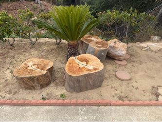 Rustic tree stump outdoor chairs/table