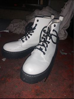 White Platform Combat Boots