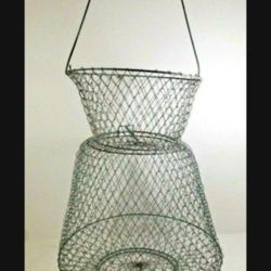  Fish Keeper Net Live Bait Metal Wire Basket Cage Collapsible