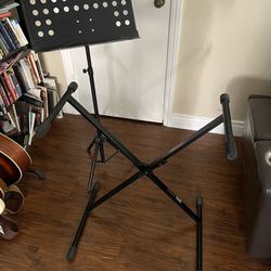 Keyboard stand and music stand combo