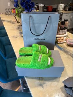 Green Balenciaga Slides