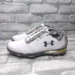 Men's Size 10 Under Armour Match Play Golf Shoes White Cork Insole 