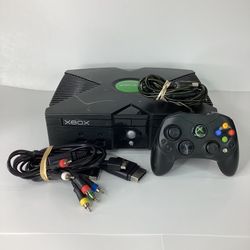 Original Xbox Video Game Console W/ Controller & Universal AV Cable - TESTED 