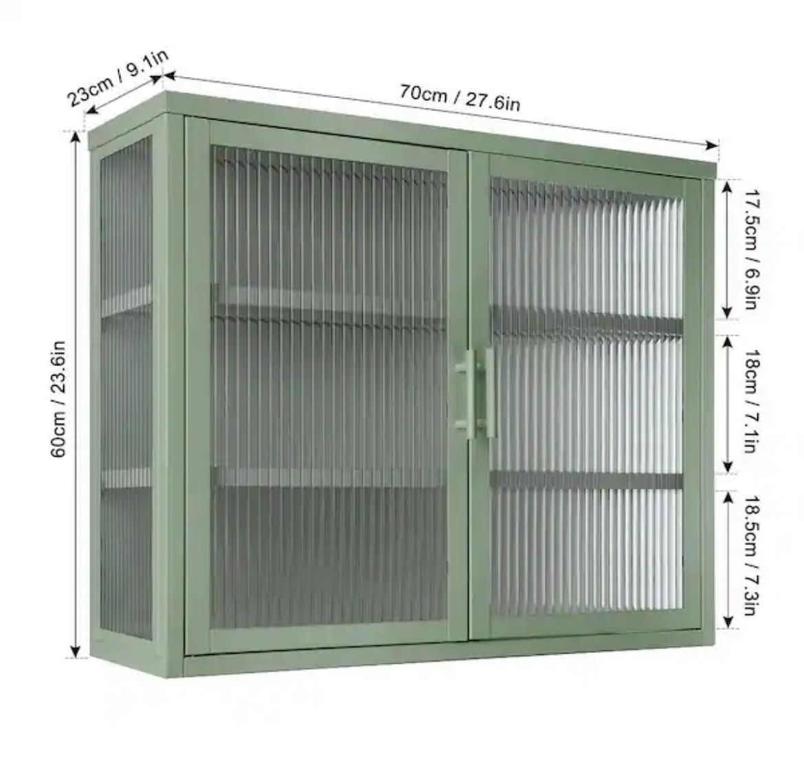 Double Glass Door Mint Cabinet - Bathroom - Living Room - Storage Cabinet