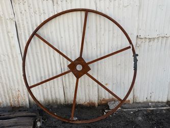 Large Antique Cast Iron Wagon Wheel