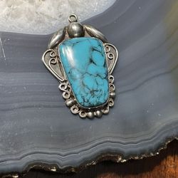 Sterling Silver Mexico Turquoise Pendant Charm 