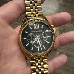 Gold Michael Khors Chronograph Watch 