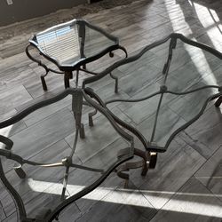 3 piece glass table 