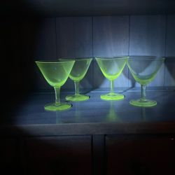 Uranium glass set of four short wine glasses