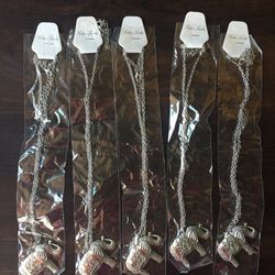 Set of 5 Brand New Jeweled Elephant Pendant Silver Necklaces