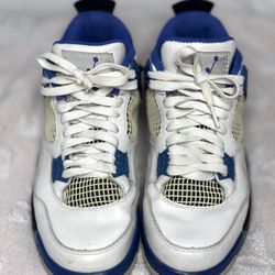 Jordan 4 Retro Mid Motorsports White Black Blue Leather
