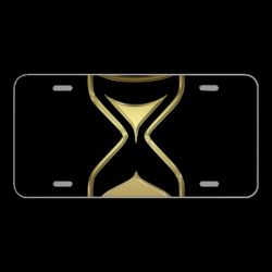 License Plate Novelty Car Front Hourglass Sand Time Clock Gold