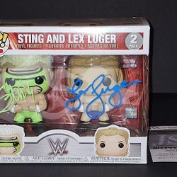 🔥 Lex Luger and Sting Autographed Funko JSA COA 🔥