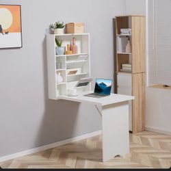 Wall mounted fold out desk - white