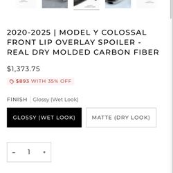 2020-2025 MODEL Y COLOSSAL FRONT LIP OVERLAY SPOILER - REAL DRY MOLDED CARBON FIBER