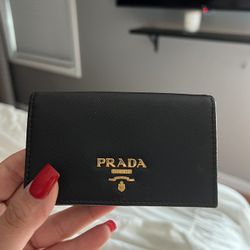 Prada Saffiano Card Case Leather Genuine