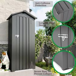 2.5x1.4 FT Storage Shed, Outdoor Metal Shed with Adjustable Shelves and Lockable Door GREY $50