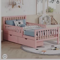 Girls pink twin bed