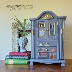 Dark Academia Refinished Jewelry Armoire Box 