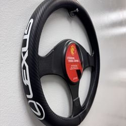 STEERING WHEEL COVER WITH LOGO (LEXUS) - MICROFIBER & PU LEATHER.