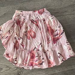 toddler Kids girl Pink Floral Tiered Mini Skirt sz 5t