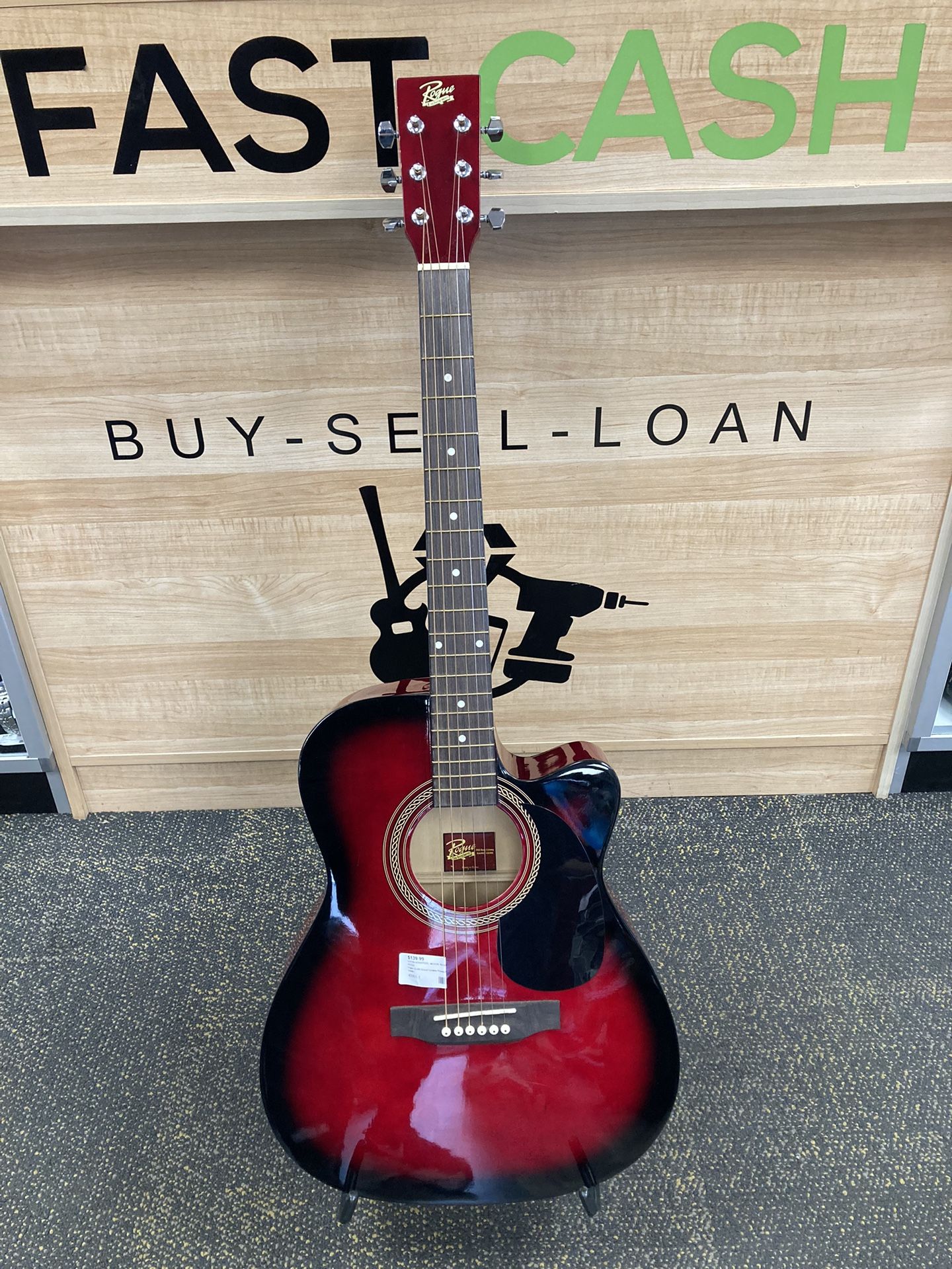 Rogue RA-090 Concert Cutaway Acoustic-Electric Guitar/Red 