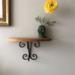 Half Circle Wooden And Metal Shelf