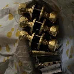 Gold Locking Door Handles