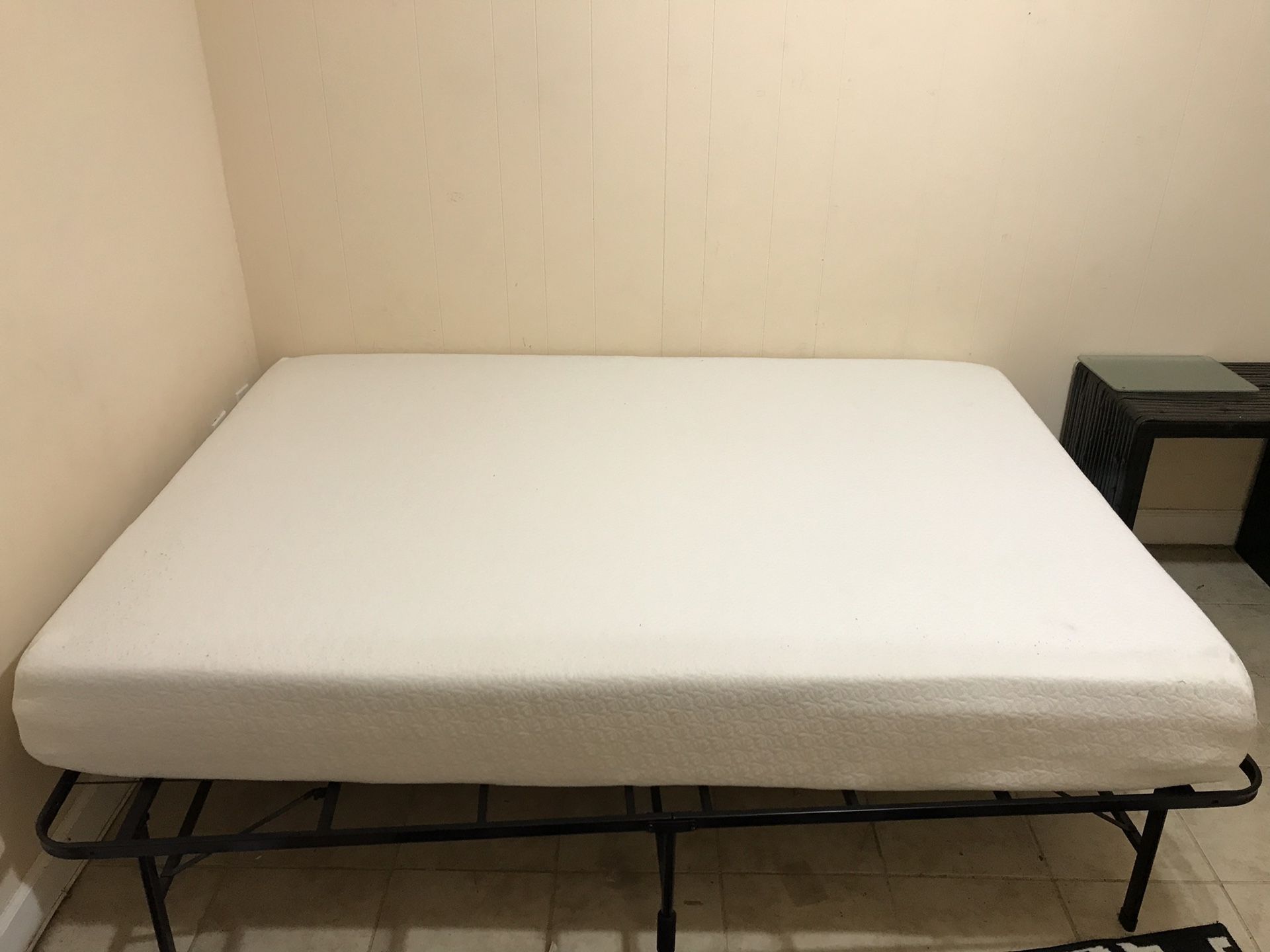 Full Size Bed Mattress like new, with easy to fold frame