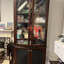 Large Storage/media Cabinet Oak and Glass 