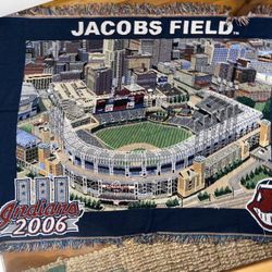 Cleveland Indians Jacobs Field Chief Wahoo Tapestry Throw Blanket Woven 2006
