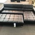 New Sectional W Large Ottoman.  Black Or White Leather.  117” X 69”.  Free Delivery!