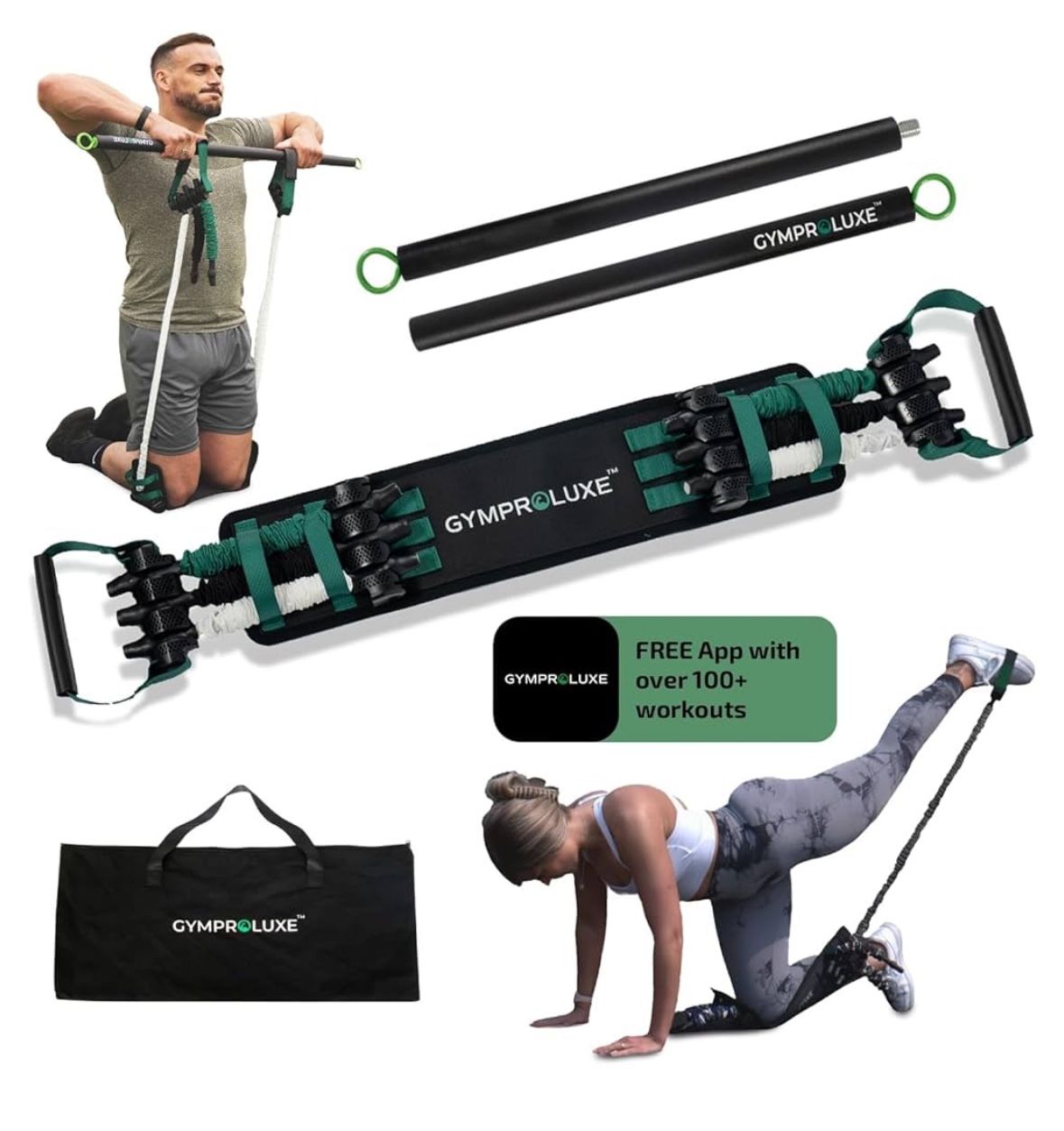 Original Portable Gym - Resistance Exercise Band Set for Home Gym - 200LBS Resistance Band Set for Men and Women - Multi Gym Fitness Equipment and Pil