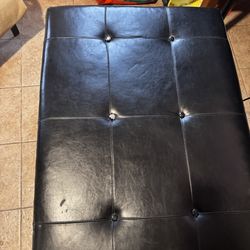 Small Black Leather Ottoman