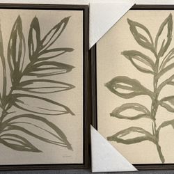 Nature in Sage Framed Canvas Art Prints, Set of 2 