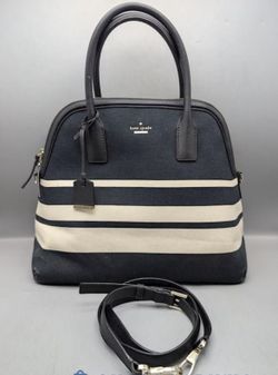 Kate Spade Cedar Street Maise Black & White Stripe Dome Satchel