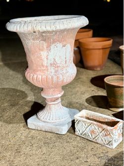 18th Century English Antique Weathered Terracotta Campana Garden Urn