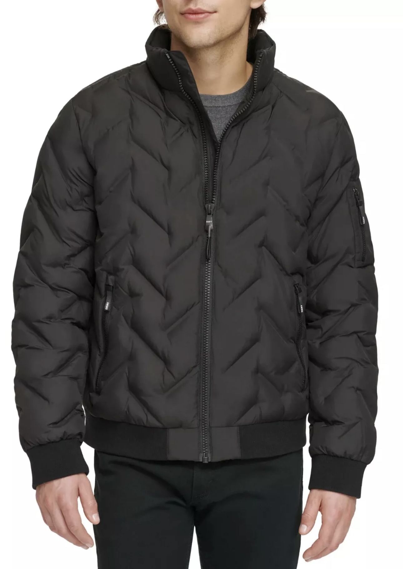 Lot Of 8 DKNY Men’s Diamond Quilted Puffer Jacket, Black, XXL