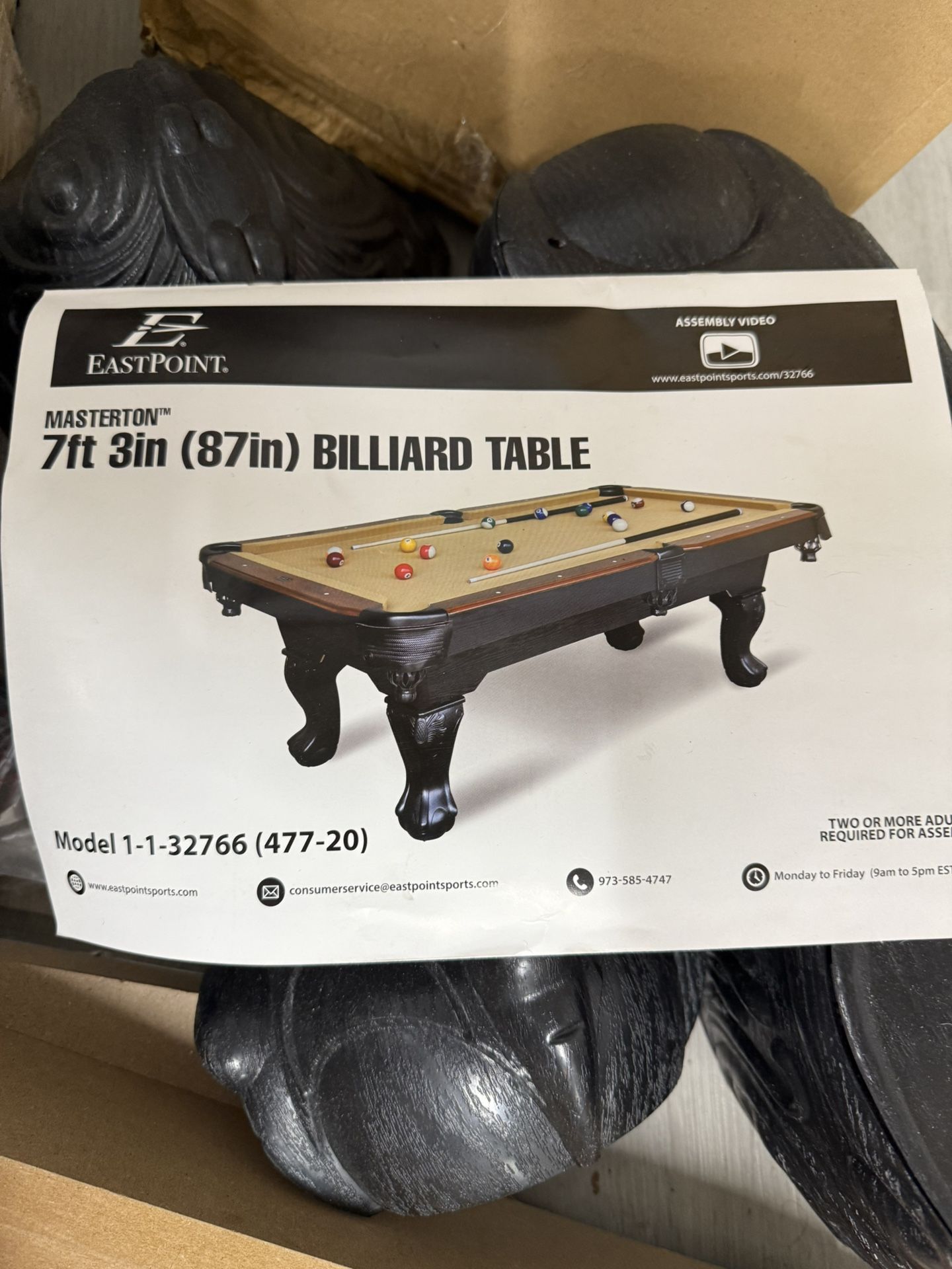 7ft 3in (87in) Pool Table