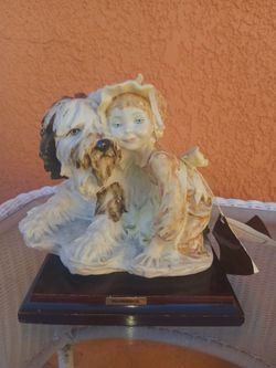 Florence Figurine Girl with Dog Sculpture