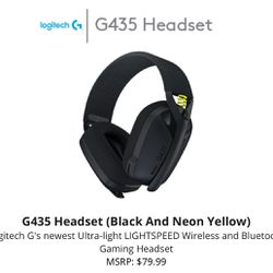 Logitech G435 Wireless Gaming Headset Black/Neon Yellow