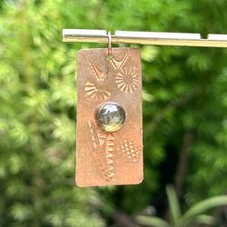 ⚜️ Funky embossed copper rectangle pendants - 2 styles available