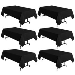 sancua 6 Pack Black Tablecloth 60 x 102 Inch, Rectangle Table Cloth for 6 Feet Tables - Stain and Wrinkle Resistant Washable Polyester Table Cover for
