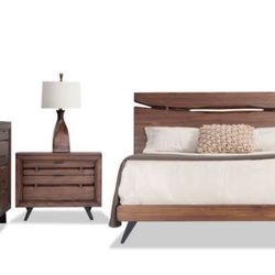 Canyon Rustic Brown Queen Bedroom (Bed, Nightstand, Dresser/Mirror)