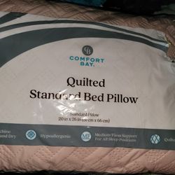 (NEW) QUILTED BED PILLOW.  STANDARD SIZE BED PILLOW. 