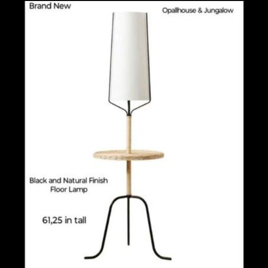 Brand New Opallhouse & Jungalow 61,25" Black And Natural Finish Floor Lamp