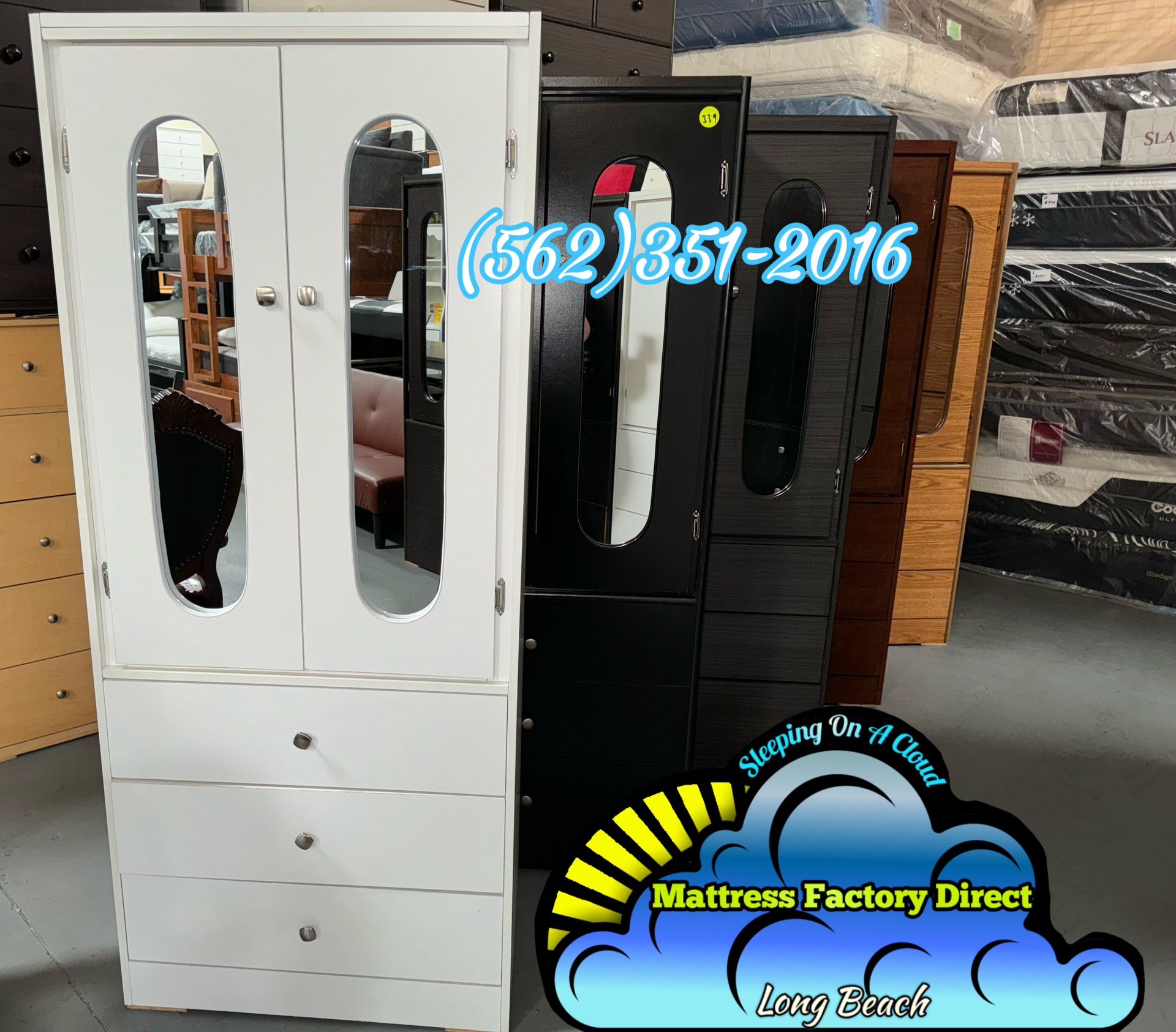 Tall Closet White With Mirror New Ropero Wardrobe Armoire 