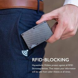 Men's Wallet - Slim, Minimalistic & Seamless, Blocks RFID Scanners, Holds 12 Cards & Has a Money Clip (Carbon Fiber)